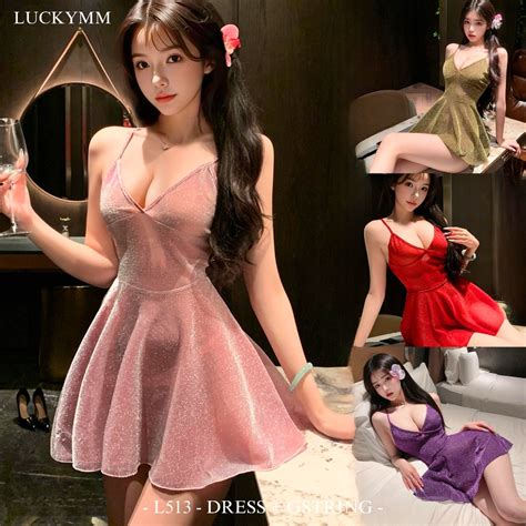 Jual Luckymm Sexy Dress Lingerie Nightgown Glitter Wanita Baju Mini Dress Wanita Baju