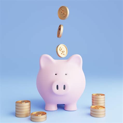 Premium Photo 3d Render Illustration Golden Coin With Pink Piggy Bank