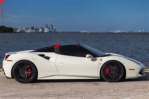 White Convertible Ferrari 488 On Classis 5 Spoke Anrky Rims Ferrari