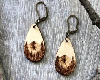 Wood Burned Earrings Etsy Wood Dangle Earrings Etsy Earrings