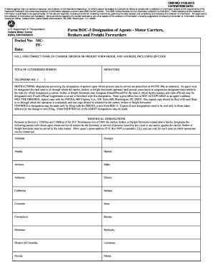 Fillable Online Fmcsa Form Boc Federal Motor Carrier Safety Fax