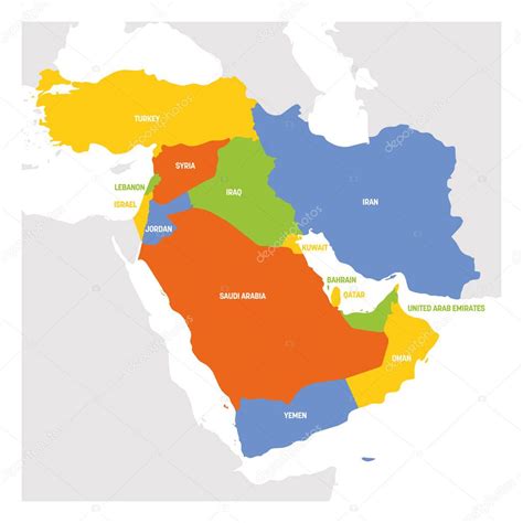 Cartina Politica Asia Mappa Dell Asia Occidentale Illustrazione The