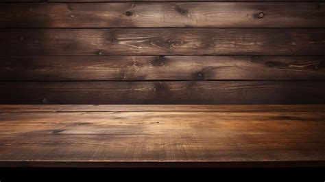 Empty Old Brown Wooden Table Background Premium Ai Generated Image