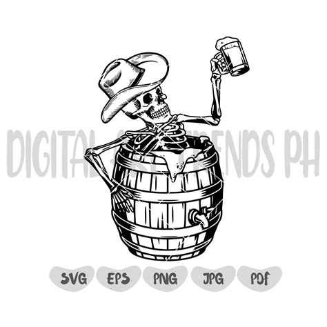 Skeleton Drinking Beer Inside Barrel Svg Drinking Skeleton Etsy Australia