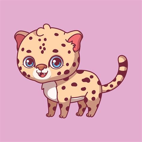 Ilustra O De Um Leopardo De Desenho Animado Em Fundo Colorido Vetor