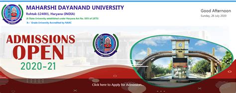 MDU Rohtak University Online Admission 2020