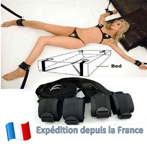 KIT ATTACHE LIT SANGLES BONDAGE MENOTTES SM BDSM Soumission 50 Nuances