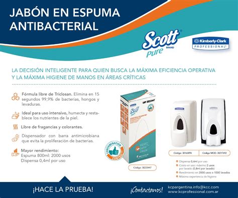 Jabón Scott Pure Espuma Manual Antibacterial 6 repuestos x 800 ml