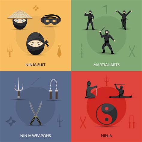 Ninja Icons Set 469520 Vector Art At Vecteezy