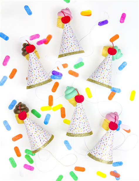 Diy Ice Cream Party Hats Brite And Bubbly