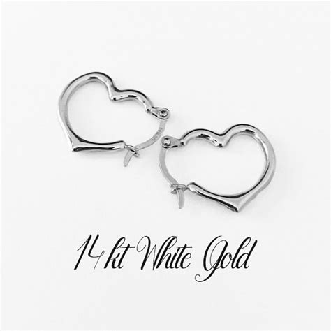 Gold Heart Hoops Etsy