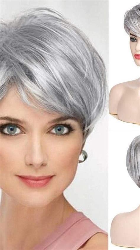 Beweig Short Grey Wigs For White Women Short Cut Layer Sliver Gray Wigs With Bangs Synth Artofit