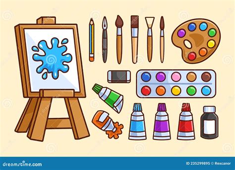 Artistic Painting Tools Collection Set Stock Vector Illustration Of