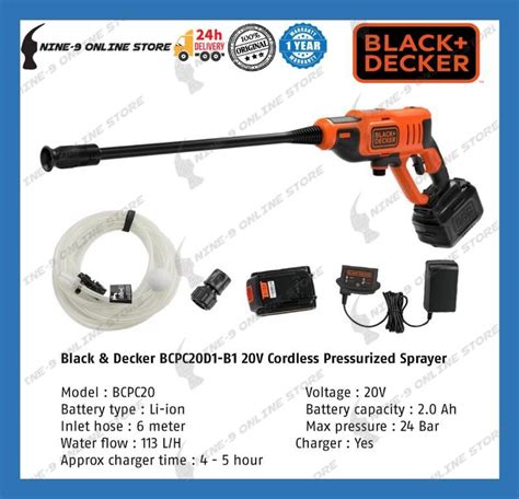 Black Decker Bcpc D V Cordless High Pressure Washer Water Jet