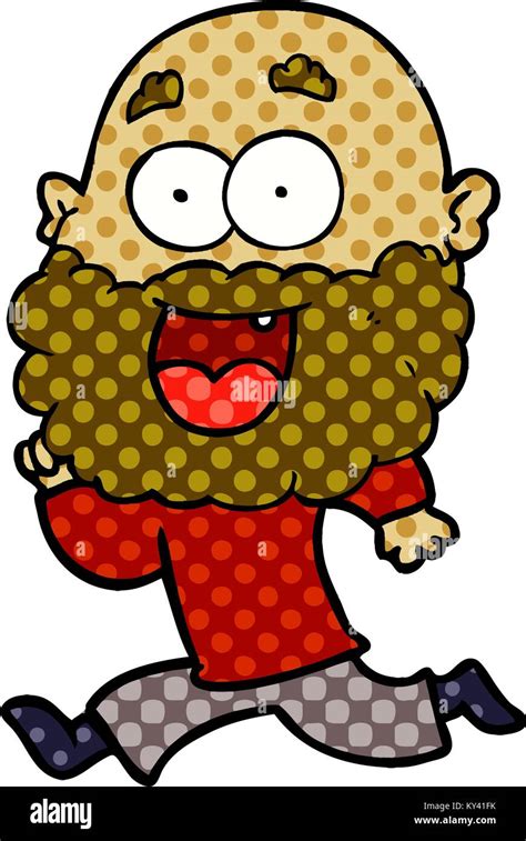 Cartoon Crazy Happy Man With Beard Running Stock Vector Image Art Alamy