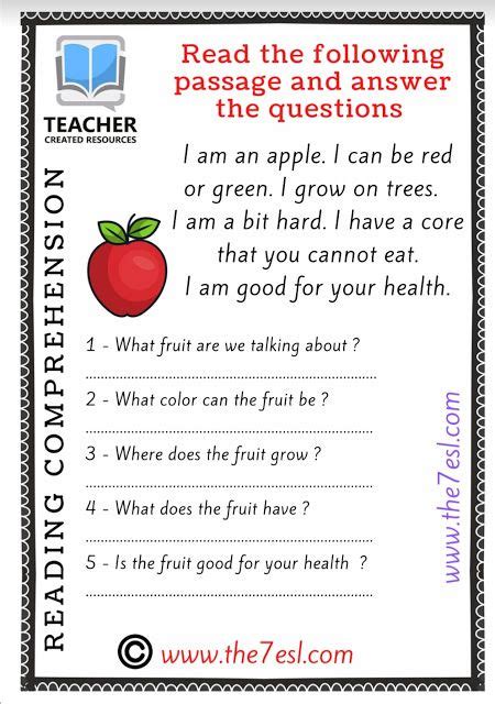 Poem Comprehension For Grade 1