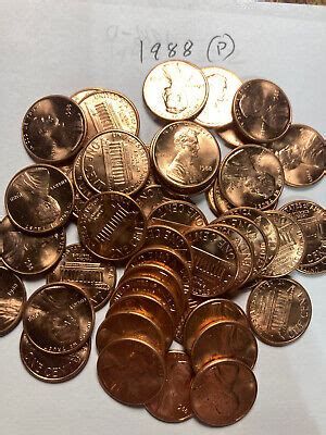 1988 P BU LINCOLN MEMORIAL CENT PENNY ROLL 50 COINS EBay