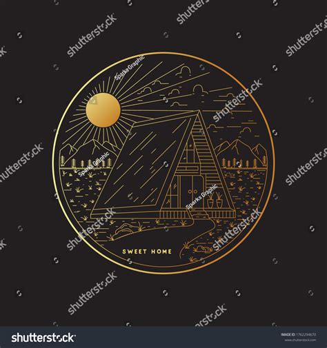 Illustration House Logo Gold Outline Stock Vector (Royalty Free ...