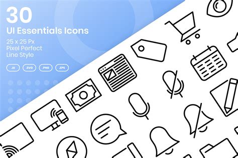 30 Ui Essentials Icons Set Graphic By Kmgdesignid · Creative Fabrica