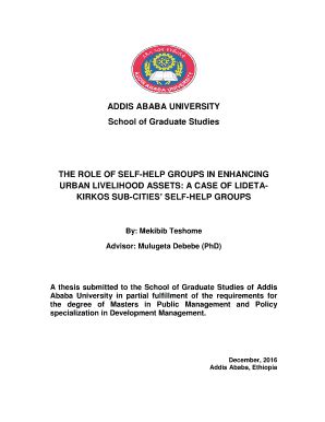 Fillable Online Etd Aau Edu The Role Of Self Help Groups In Enhancing