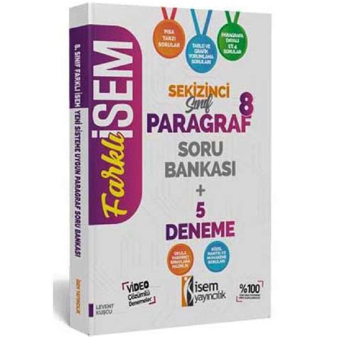 İSEM Yayıncılık 8 Sınıf Farklı İsem Paragraf Soru Bankası 5 Deneme