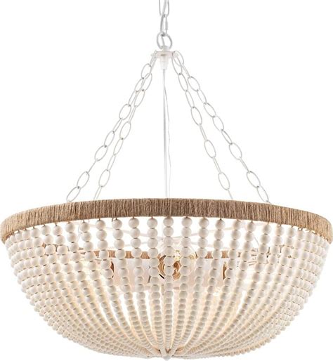 Elyccupa Lights Bohemia Wood Beaded Chandelier Farmhouse Antique