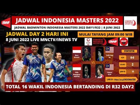 Jadwal Indonesia Master 2022 Day2 Hari Ini 16 Wakil INA Bertanding