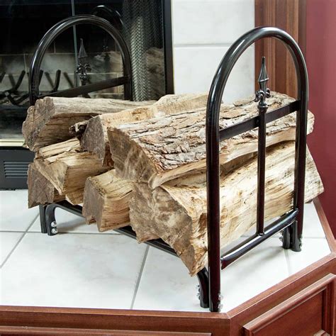 Fireplace Log Rack With Finial Design Black By Pure Garden