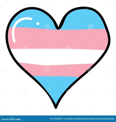 Cute Transgender Heart Cartoon Illustration Motif Set Hand Drawn