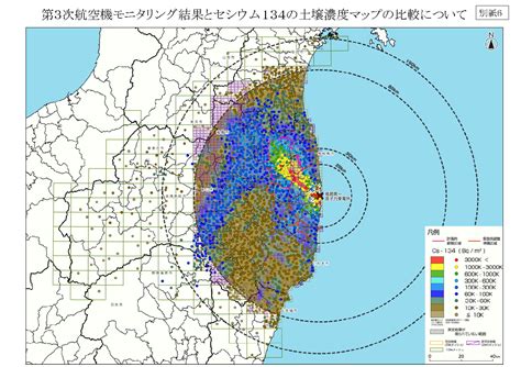 文部科学省による放射線量等分布マップ（放射性セシウムの土壌濃度マップ） じんちゃんのちょいとひとこと