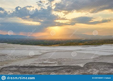 Beautiful Sunrise And Natural Travertine Pools And Terraces Pamukkale