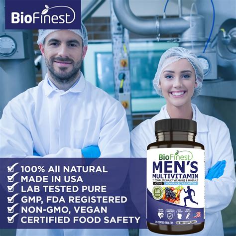 Biofinest Mens Multivitamin Multimineral Supplement Vitamins A B C E D K Magnesium Calcium Zinc