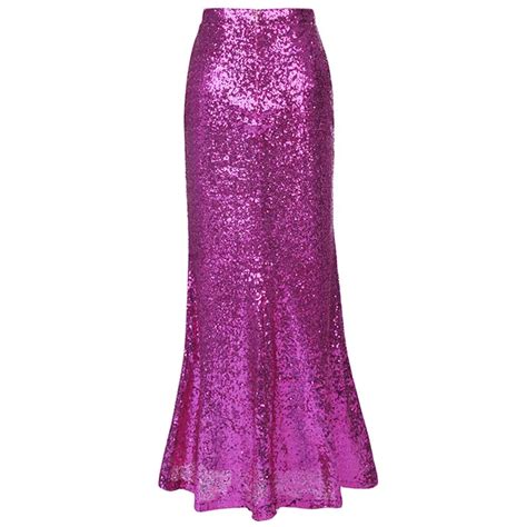 2018 Ruiyige New Party Club Solid Sequin Women Mermaid Maxi Skirt