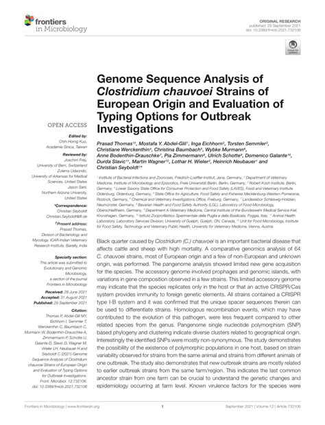 PDF Genome Sequence Analysis Of Clostridium Chauvoei Strains Of