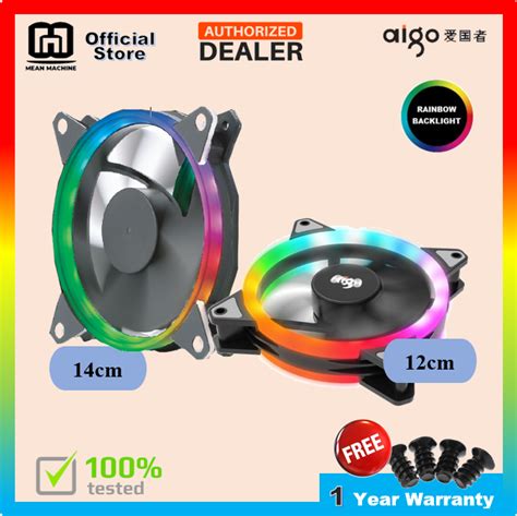 Aigo DR11 DR14 Rainbow RGB Double Ring LED Chassis Fan Free Screw