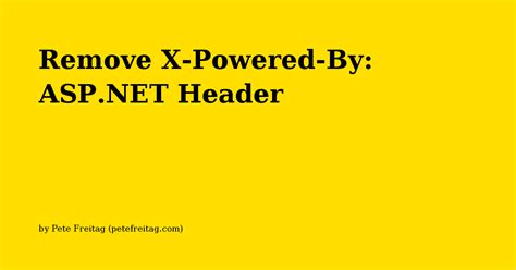 Remove X Powered By Asp Net Header