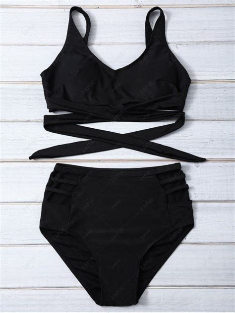 OFF Bandage High Waist Bikini Set In BLACK ZAFUL