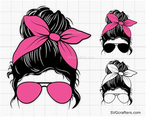 Messy Bun Svg Messy Bun With Sunglasses Svg Skull Svg Mom Etsy Österreich