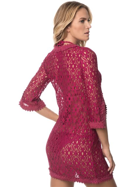 Strandkleid Bordeauxfarben Mit Spitze Cherry Indonesia Bikini