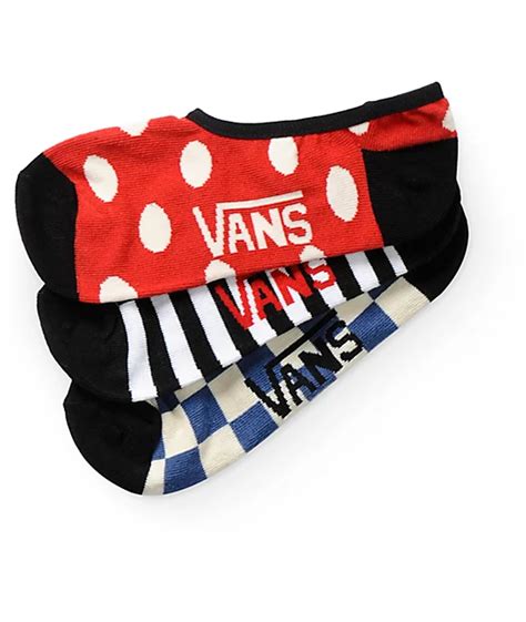 Vans 3 Pack Canoodle Checks And Spots No Show Socks Zumiez