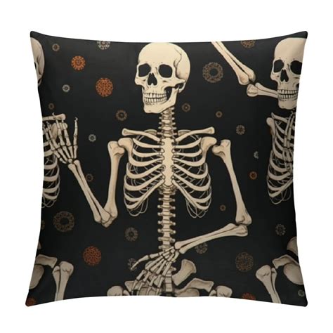 COMIO Decorative Rock Roll Skull Skeleton Throw Pillow Covers With