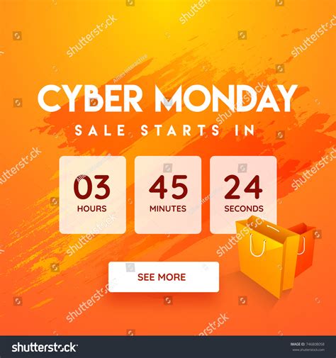 Cyber Monday Sale Banner Design Countdown Stock Vector Royalty Free