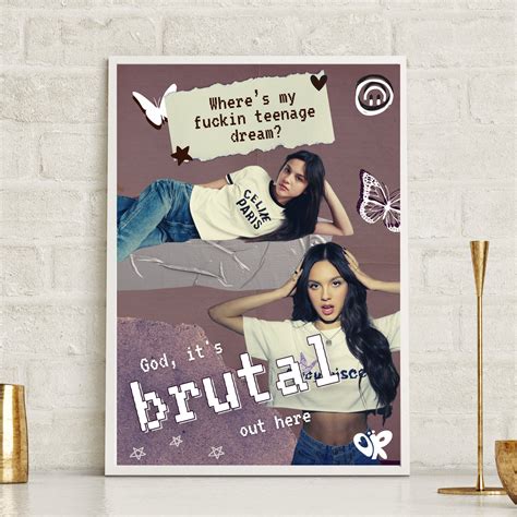 Olivia Rodrigo Poster Art Print Sour Brutal Etsy