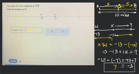 The Point X Is The Midpoint Of Wy Find The Location Of Y Location Of Y