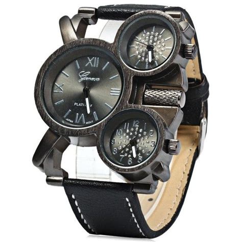 Geneva Three Movt Male Quartz Watch With Leather Band 625 Inr Liked