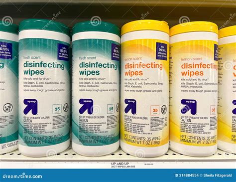 Grocery Store Shelf with Up and Up Brand Disinfecting Wipes. Fresh ...
