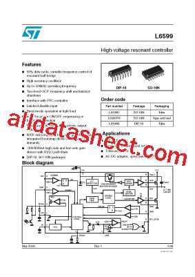 L6599D Datasheet PDF STMicroelectronics