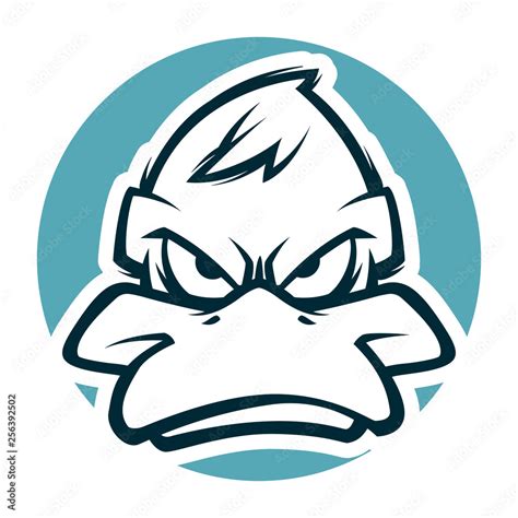 Angry Duck Head Black And White Illustration Mascot Esports Logo Stock