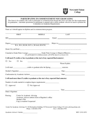 Fillable Online Commencement Participation Request Chattanooga Fax