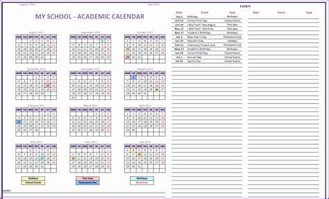 6 Monthly Excel Calendar Template - Excel Templates